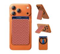 Nillkin FiberMate Kevlar Magnetic Phone Wallet Stand, Slim MagSafe Wallet Holder Holds Up to 3 Cards, Adjustable Kickstand for iPhone 17/16/15/14 Series, RFID Blocking, Minimal Everyday Carry, Orange