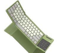 Nillkin Foldable Bluetooth Keyboard Folding with Touchpad & Number Pad, Portable Wireless Full Size Travel Keyboard with Trackpad for PC Laptop iPad Tablets Smartphone, Silicone Leather Cover, Green