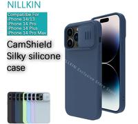Nillkin For iPhone 13 14 15 Pro Max/14 Plus/15 Plus CamShield Silky silicone Case Lens slide cover phone case protective cover dark green