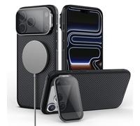Nillkin for iPhone 17 Pro Magnetic Case, Compatible with Magsafe, Built-in Adjustable Kickstand, Thin Slim Fit, Upgraded Camera Lens Protection, Shockproof Protective iPhone 17 Pro 6.6" Case, Black