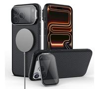 Nillkin for iPhone 17 Pro Max Magnetic Case, Compatible with Magsafe, Built-in Adjustable Kickstand, Thin Slim Fit, Upgraded Camera Lens Protection, Shockproof Protective iPhone 17 Pro Max Case, Black
