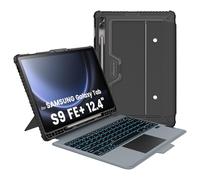 Nillkin for Samsung Galaxy Tab S9 FE Plus Case with Keyboard, Multi-Touch Trackpad, 7-Color Backlit, Trackpad, S Pen Holder, Rugged Detachable Keyboard Case with Adjustable Stand, Black