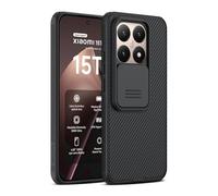 Nillkin for Xiaomi 15T Case with Slide Camera Cover, [Upgraded Camera Lens Protection] [Hard PC+Soft TPU Bumper+Air Cushions] Slim Shockproof Protective Phone Case for Xiaomi 15T Cover, Black