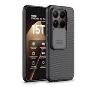 Nillkin for Xiaomi 15T Pro Case with Slide Camera Cover[Upgraded Camera Lens Protection][Hard PC+Soft TPU Bumper+Air Cushions]Slim Shockproof Protective Case for Xiaomi 15T Pro Cover,Transparent Black