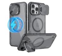 Nillkin Iceblade Prop for iPhone 16 Pro Max Case,Compatible with MagSafe,Aluminium Mirror Cap with Stand Function,Ultra-Thin fashion Urban Style,for iPhone 16 Pro Max Cover-Black