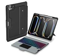Nillkin Keyboard Case for iPad Pro 13 Inch (M5/M4, 2025/2024), iPad Pro 13 Case with Keyboard,MagicTrackpad, Slide Camera Cover, Detachable Keyboard with 7 Backlight Colors-Black