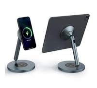 Nillkin Magnetic iPad/Tablet Stand for Desk, Angle Adjustable&Heavy Duty Metal Base, Aluminum Alloy, For Work/Home/Video Calls, Magsafe Wireless Charging Stand for iPhone 17/16/15/14/13/12, Space Gray