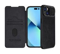 Nillkin Qin Pro Faux Leather Camera Lens Protector Case for iPhone 15 Plus