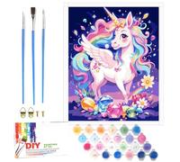 Nilnewuh Unicorn Paint by Numbers for Children from 6 Years, Junior and Adult Beginners, 40 x 50 cm Large DIY Painting Craft Kit with Canvas Brushes Acrylic Paints, Painting Set for Girls Gifts