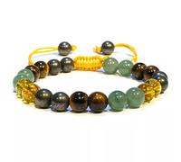 Nilo Crystals® Adjustable 8mm Money Bracelet - Citrine, Pyrite, Tiger Eye & Aventurine Wealth Gemstone Bracelet - Healing Crystal Jewelry for Prosperity, Abundance & Success - Gift for Men & Women