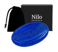 Nilo Crystals Lapis Lazuli Worry Stone - Natural Healing Crystal Palm Thumb Stone for Anxiety Relief & Meditation - Polished Gemstone with Velvet Pouch & Gift Box