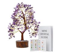 Nilo Crystals Premium Amethyst Tree of Life - Handmade Feng Shui Healing Crystal Tree with 300 Natural Chips & Golden Wire 10-12 Inch Gemstone Bonsai for Home Décor & Gift Box with Mini Crystal Guide