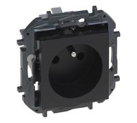 NILOE STEP Black Module 1x Socket with Shutters Spring Clamp 16A