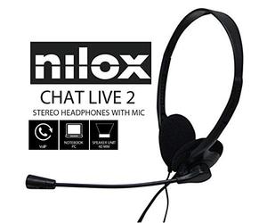Nilox, PC Stereo Headset, PC Headphones for School and Office, Adjustable Headband and Volume Control, Lightweight with 1.8m Cable, 2 x 3.5mm Jack for Earphones and Microphone
