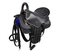 NILoykg& Leather Tourist Horse Saddle Full Set, Durable Riding Saddle with Shock Absorption & Non-Slip Design, Complete Tack Kit,Black,S