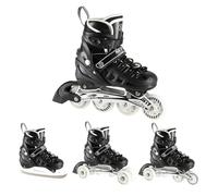 NILS 4-in-1 Set of Inline Skates Triskates Roller Skates Twinkle White ABEC7 LED Light Wheels Size 31-42 Adjustable (Black, L (39-42))