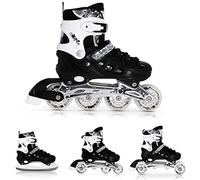 Nils Extreme Inline Skates - 4-in-1 Ice Skates for Children & Adults - ABEC-7 Bearings - Black - Size 35-38