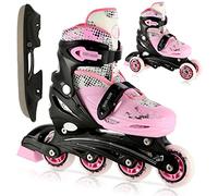 Nils Extreme NH18331 Inline Skates, Ice Skates, 4-in-1 Adjustable Inline Skates (M, Pink)