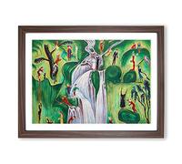 Nils von Dardel The Waterfall Classic Painting Framed Wall Art Print, Ready to Hang Picture for Living Room Bedroom Home Office Décor, Walnut A3 (46 x 34 cm)