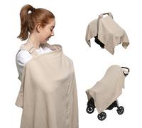 Nilsa Muslin Nursing Cover for Baby Breastfeeding, Nursing Apron, Multifunctional Carseat Canopy (Apron, Ecru)