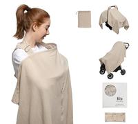 Nilsa Muslin Nursing Cover for Baby Breastfeeding, Nursing Apron, Multifunctional Carseat Canopy (Apron, Ecru)