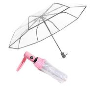 NILSTOREY Clear Umbrella, Women's Clear Bubble Umbrella, Automatic Open and Close Transparent Travel Dome Umbrella for Women Girls Kids Rainy Windy Weather, Pink