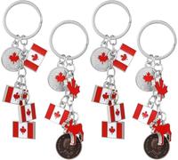 Niltracy 12pcs Canada Flag Keychain, Canadian Souvenir Key Ring, Bag Purse Hanging Charms with Maple Leaf Pendant, Canada National Day Party Favors