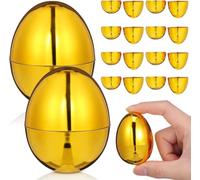 Niltracy 12Pcs Golden Easter Eggs Small Plastic Empty Easter Eggs Fillable Easter Eggs for Easter Hunt Basket Stuffers Decor 2.36 Tall x 1.69 Wide