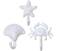 Niltracy 3PCS Decorative Wall Hooks,Vintage Nautical Wall Decor,Beach Themed Cast Iron Wall Hooks Nautical Coat Rack Decorative Wall Mounted Antique Shabby Chic Metal Bathroom Towel,Coat Hooks,Hanger