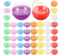 Niltracy 50Pcs Small Empty Round Capsules, 1.77in Vending Machines Capsules Colored Fillable Plastic Capsules Balls for Easter Basket Stuffers, Party Prize, Vending Machines