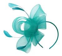 Niltracy Bridal Veil Feather Hair Flower, 2 - in - 1 Hair Clip & Headband Design, Jade Green Color, Ideal for Tea Parties & Cocktail Parties, Bridal Veil Feather Hair Flower, Model HA9162