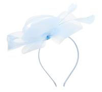 Niltracy Bridal Veil Feather Hair Flower, 2 - in - 1 Hair Clip & Headband Design, Light Blue Color, Ideal for Tea Parties & Cocktail Parties, Bridal Veil Feather Hair Flower, Model HA9162