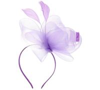 Niltracy Bridal Veil Feather Hair Flower, 2 - in - 1 Hair Clip & Headband Design, Light Purple, Ideal for Tea Parties & Cocktail Parties, Bridal Veil Feather Hair Flower, Light Purple (HA9162)