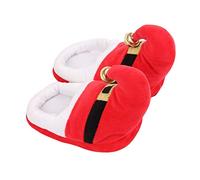 Niltracy Christmas Family Home Slippers, Thick - soled & Non - slip, Ideal for Autumn & Winter Indoor Use on Wooden Floors, Christmas Family Home Slippers, Red, Size 30 (Fits Foot Sizes 25-29)