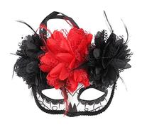 Niltracy Flower - adorned Ghost Mask, Flat - top Three - flower Black Style, Perfect for Day of the Dead, Costume Parties, Halloween, Cosplay & Carnival, Flower - adorned Ghost Mask, 1 Piece