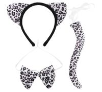 Niltracy Halloween Kids Costume Props Set, Snow Leopard Ears Headband Tail & Bow Tie, Ideal for Halloween Dress - up