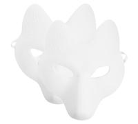 Niltracy Handmade Fox Masks, Hand - painted Design & DIY Friendly, White 2pcs Set, Ideal for Cosplay, Masquerade Parties & Costume Balls, Handmade Fox Masks, White 2pcs