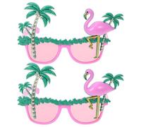 Niltracy Hawaiian Party Glasses, Coconut Tree & Flamingo Shapes, Pink Color, 2pcs Set, Perfect for Hawaiian - Themed Gatherings, Hawaiian Party Glasses, Pink 2pcs