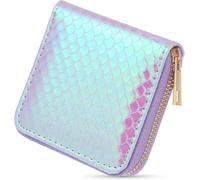 Niltracy Leather Wallet Zipper Wallet Holographic Mermaid Wallets Rainbow Girls Wallet Coin Purse Credit Holder Zipper Wallet Wallet (Purple)