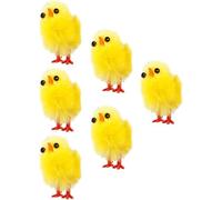 Niltracy Plastic Plush Chicken Mini Plush Easter Chicks Furry Baby Chicks Figurine Miniature Farm Animals Figure Cake Toppers Decor Easter Party Basket Filler 6Pcs Chicken Figures