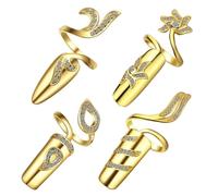Niltracy Vintage Diamond Rings - 4Pcs Women's Rhinestone Nail Rings
