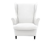 NILUOH Wingback Chair Cover 2-Piece Soft Stretch Wing Chair Slipcover Solid Color Armchair Sofa Couch Cover Furniture Protector with Elastic Bottom for Living Room Bedroom (White)