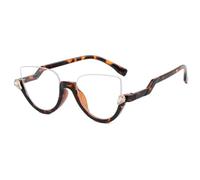 NILZA Cat Eye Eyeglasses Half Rim Reading Glasses Women Computer Readers Semi Rimless Eyewear Fashion Glasses For Ladies (Color : Tortoise, Size : +2.25)