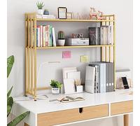 NILZA Desktop Bookcase Desk Storage Shelves 2-Tier Desk Bookshelf, Adjustable Desktop Bookshelf Organizer Storage Rack, Desk Storage Hutch For Dorm Library (Color : Gold, Size : 95x26x90cm/37x10x35i