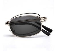 NILZA Folding Sun Readers Photochromic Computer Glasses Bifocal Sunglasses Progressive Multifocal Reading Glasses Unisex (Color : Silver, Size : 3.5x)