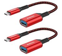 NIMASO USB C to USB 3.1 Adapter 2 Pack,OTG Cable Type C Male to USB Female OTG Adaptor Compatible with iPhone 15,MacBook 2018,iPad Pro, Samsung Galaxy S23/S22/A53, Huawei P60/P50,Google Pixel-Red