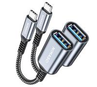 NIMASO USB C to USB 3.1 Adapter 2 Pack,OTG Cable Type C Male to USB Female OTG Adaptor Compatible with iPhone 15,MacBook 2018,iPad Pro, Samsung Galaxy S23/S22/A53, Huawei P60/P50,Google Pixel-Gray