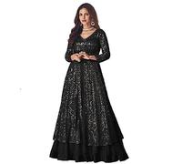 Nimbark Ready to Wear Indian Pakistani Designer Salwar Suit Eid Party Wear Salwar Kameez Georgette Anarkali Suit for Women, Black_1, X-Large