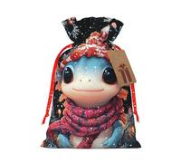 Nimbisense Axolotl Christmas Print Christmas Bags Reusable Burlap Gift Bags With Drawstring For Holiday Goodie Candy Cookie Gift Giving