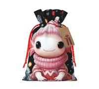 Nimbisense Axolotl Christmas Print Christmas Bags Reusable Burlap Gift Bags With Drawstring For Holiday Goodie Candy Cookie Gift Giving